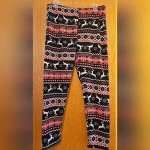 Chrismas Holiday New Years Warm Fleece Lined Leggings Junior / Misses Size XL